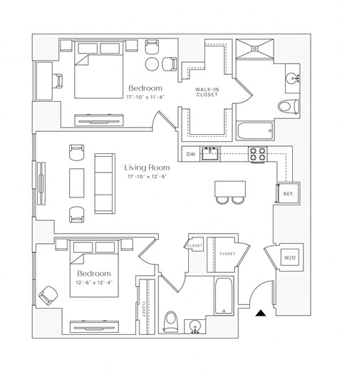 a floor plan of a 1 bedroom floor plan for an apartment